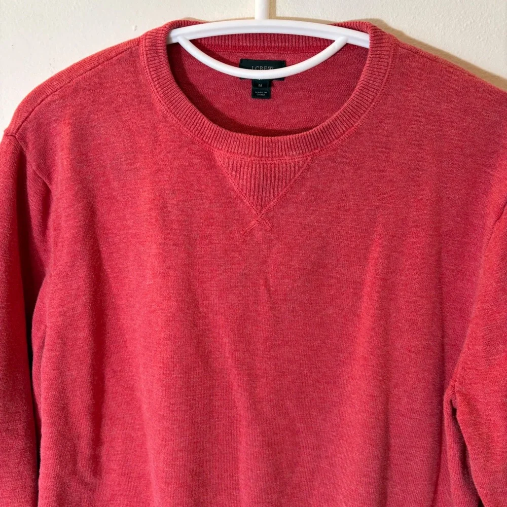 J. Crew Crewneck Sweater Red Cotton Pullover Size Medium‎